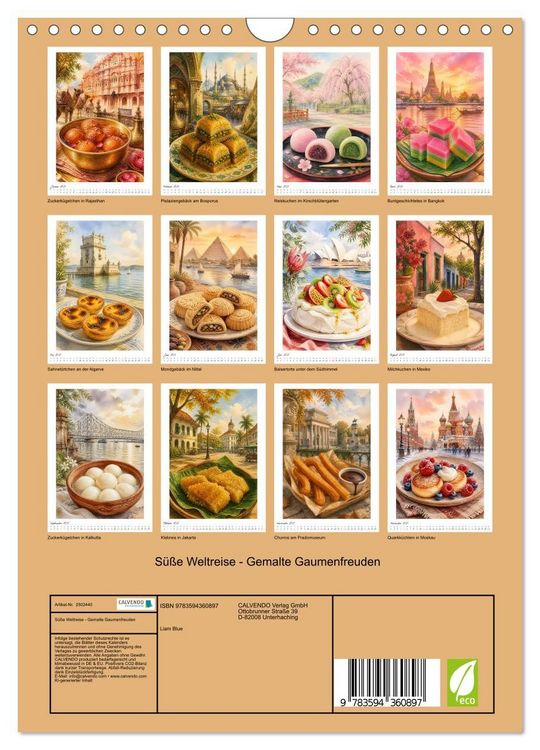 Produktbild: S&uuml;&szlig;e Weltreise - Gemalte Gaumenfreuden (Wandkalender 2027 DIN A4 hoch), CALVENDO Monatskalender