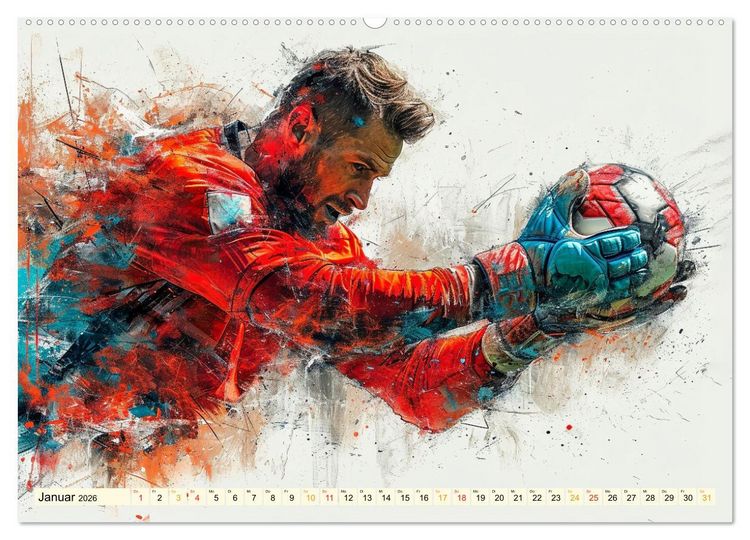 Produktbild: Fu&szlig;ball Torwart (hochwertiger Premium Wandkalender 2026 DIN A2 quer), Kunstdruck in Hochglanz