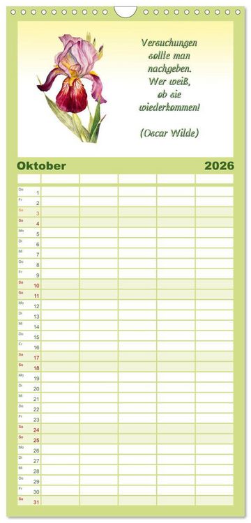 Produktbild: Familienplaner 2026 - 12 unterhaltsame Zitate f&uuml;r ein sch&ouml;nes Jahr mit 5 Spalten (Wandkalender, 21 x 45 cm) CALVENDO