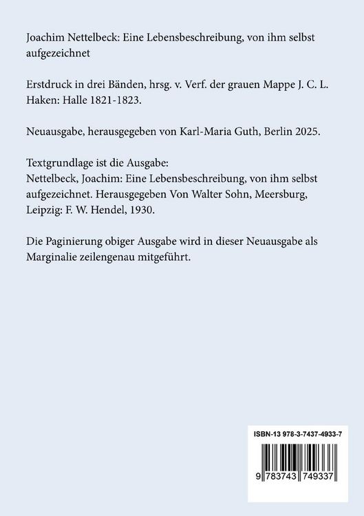 Produktbild: Eine Lebensbeschreibung, von ihm selbst aufgezeichnet