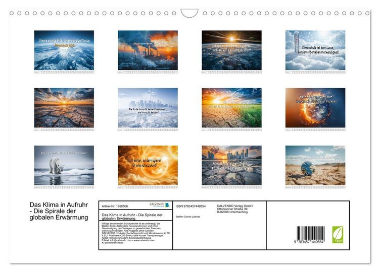 Produktbild: Das Klima in Aufruhr - Die Spirale der globalen Erw&auml;rmung (Wandkalender 2026 DIN A3 quer), CALVENDO Monatskalender