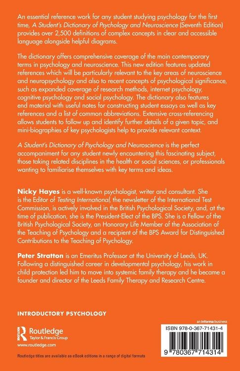 Produktbild: A Student's Dictionary of Psychology and Neuroscience