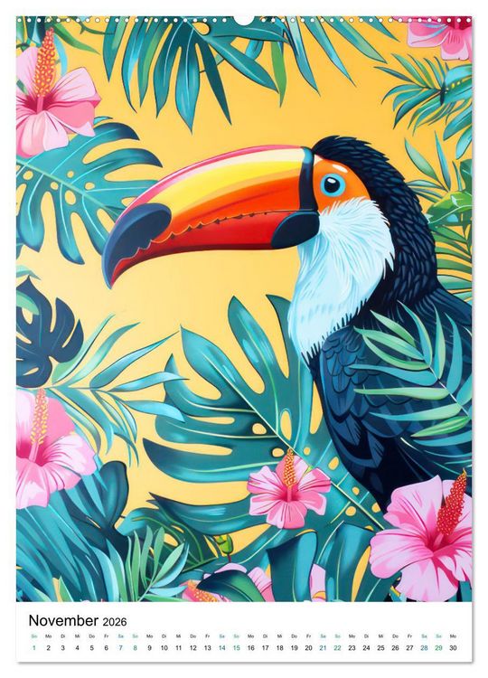 Produktbild: Dschungeltiere im Pop-Art Stil (hochwertiger Premium Wandkalender 2026 DIN A2 hoch), Kunstdruck in Hochglanz