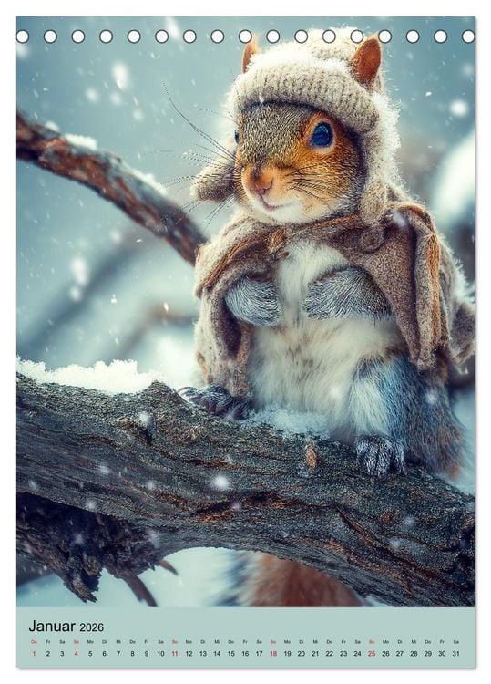 Produktbild: Eichh&ouml;rnchen Kalender - Tierkalender mit verr&uuml;ckten Eichk&auml;tzchen (Tischkalender 2026 DIN A5 hoch), CALVENDO Monatskalender