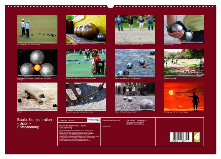 Produktbild: Boule. Konzentration - Sport - Entspannung (hochwertiger Premium Wandkalender 2026 DIN A2 quer), Kunstdruck in Hochglanz