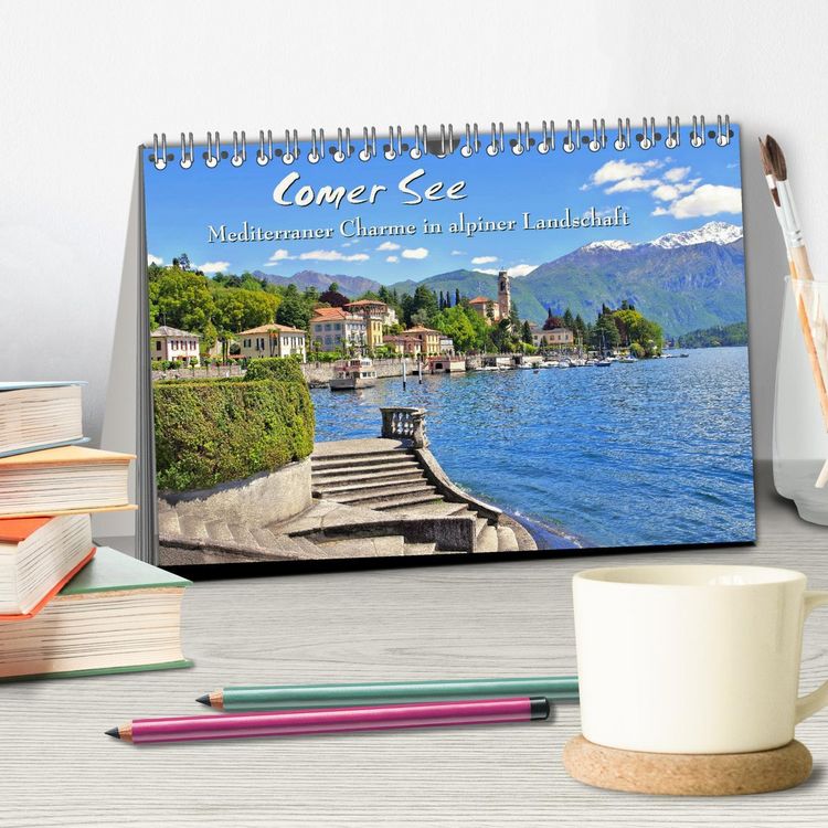 Produktbild: Comer See - Mediterraner Charme in alpiner Landschaft (Tischkalender 2026 DIN A5 quer), CALVENDO Monatskalender