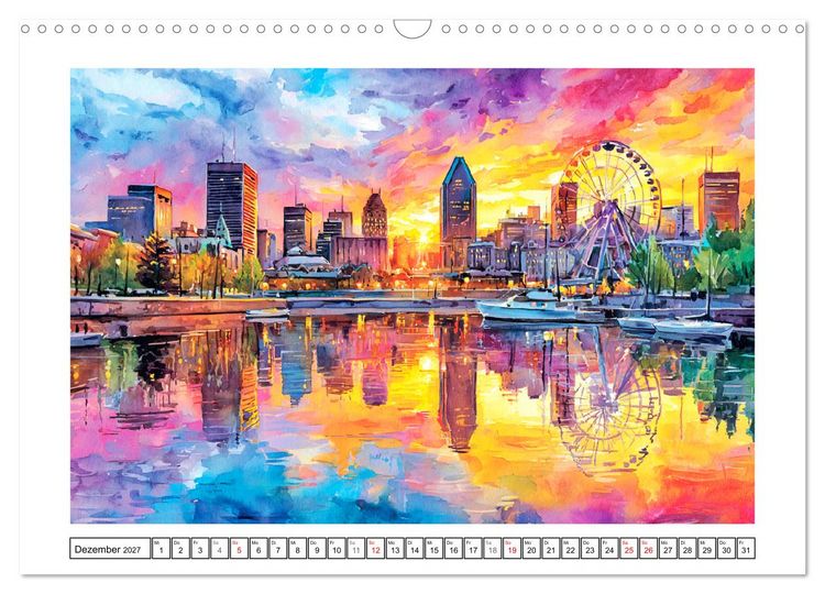 Produktbild: Kanada in Farben. Aquarelle zwischen Skyline und Wildnis (Wandkalender 2027 DIN A3 quer), CALVENDO Monatskalender