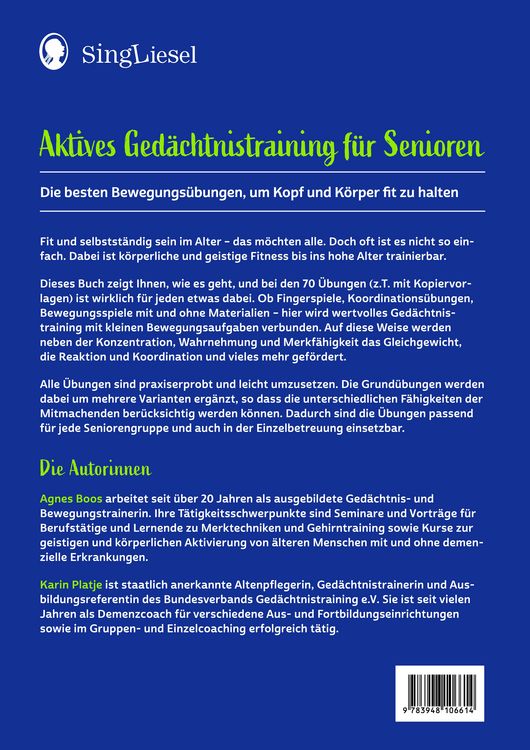 Produktbild: Aktives Ged&auml;chtnistraining f&uuml;r Senioren mit Bewegungen. So halten Sie Kopf und K&ouml;rper fit