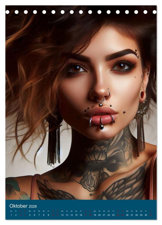Produktbild: Tattoo und Piercing Women (Tischkalender 2026 DIN A5 hoch), CALVENDO Monatskalender
