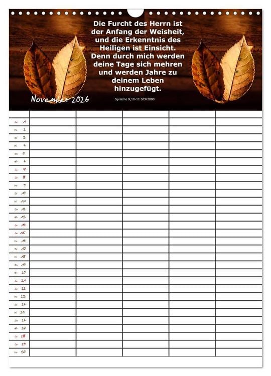 Produktbild: ein Planer mit biblischer Weisheit aus den Spr&uuml;chen Salomos (Wandkalender 2026 DIN A3 hoch), CALVENDO Monatskalender