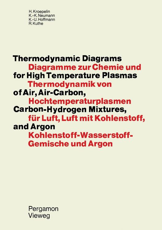 Produktbild: Thermodynamic Diagrams for High Temperature Plasmas of Air, Air-Carbon, Carbon-Hydrogen Mixtures, and Argon
