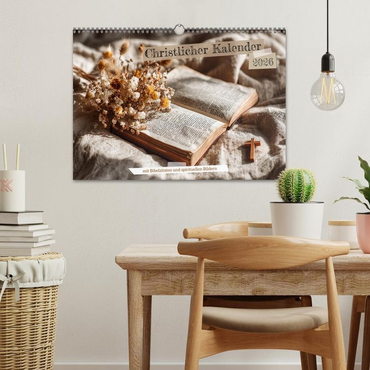 Produktbild: Christlicher Kalender mit Bibelzitaten und spirituellen Bildern (Wandkalender 2026 DIN A3 quer), CALVENDO Monatskalender