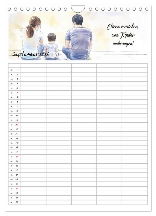 Produktbild: Elternspr&uuml;che Familienplaner (Wandkalender 2026 DIN A4 hoch), CALVENDO Monatskalender