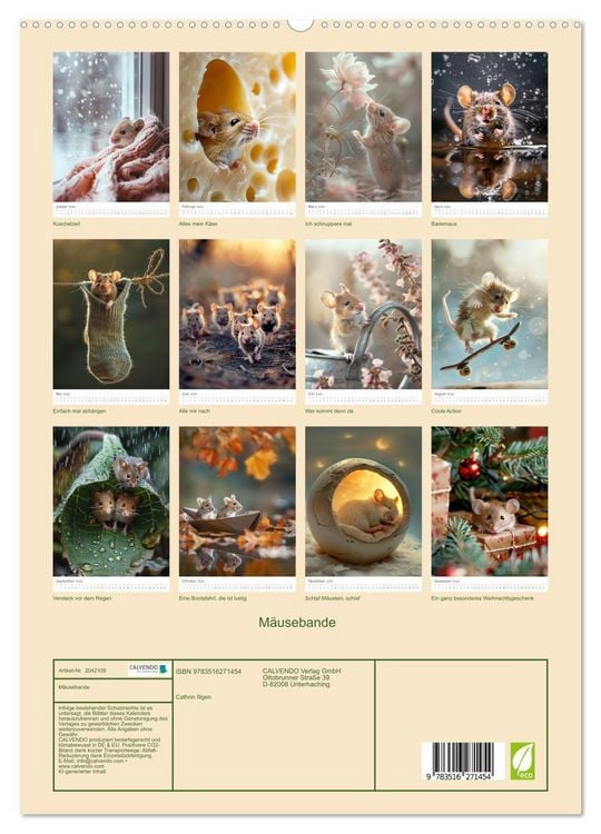 Produktbild: M&auml;usebande (hochwertiger Premium Wandkalender 2026 DIN A2 hoch), Kunstdruck in Hochglanz