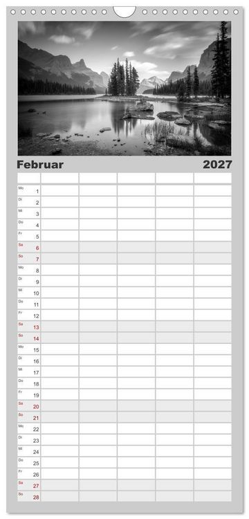 Produktbild: Familienplaner 2027 - Monochrome Wonders mit 5 Spalten (Wandkalender, 21 x 45 cm) CALVENDO