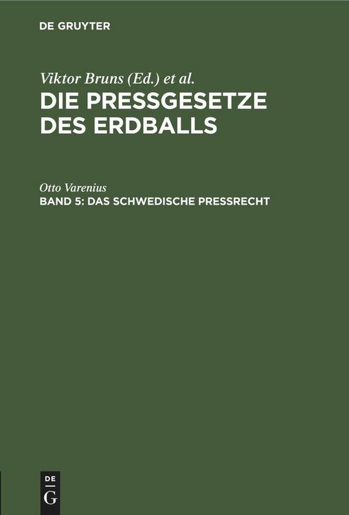 Produktbild: Das schwedische Pre&szlig;recht