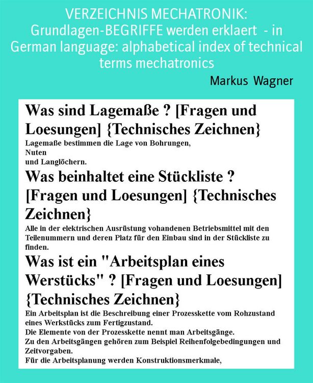 Produktbild: VERZEICHNIS MECHATRONIK: Grundlagen-BEGRIFFE werden erklaert - in German language: alphabetical index of technical terms mechatronics