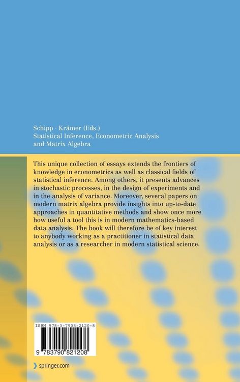 Produktbild: Statistical Inference, Econometric Analysis and Matrix Algebra