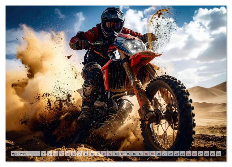 Produktbild: W&uuml;stenabenteuer - Spektakul&auml;re Moto-Rallys (Wandkalender 2026 DIN A4 quer), CALVENDO Monatskalender