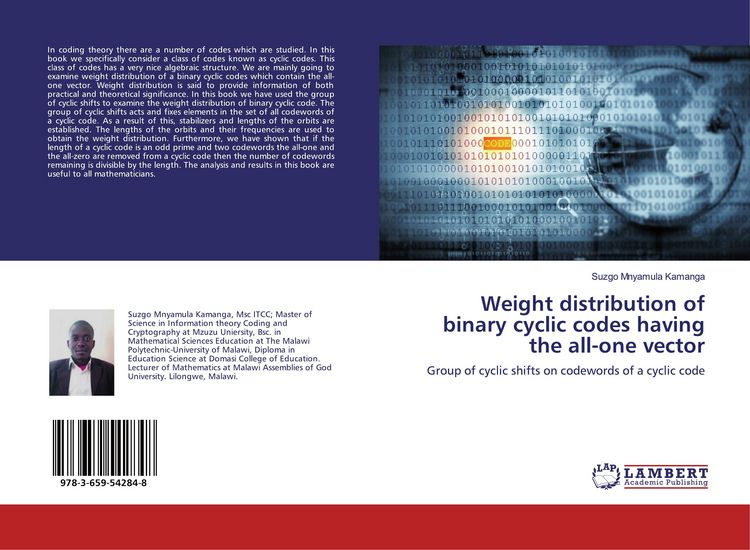 Produktbild: Weight distribution of binary cyclic codes having the all-one vector