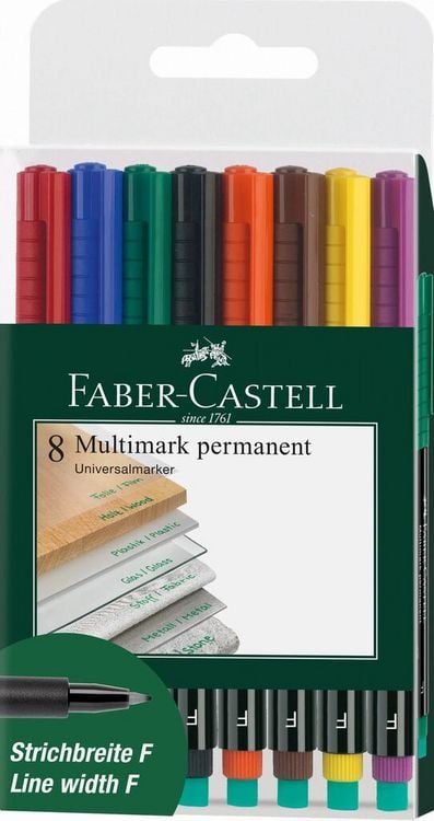 Produktbild: Faber-Castell Marker Multimark 1513 F permanent, 8er Set