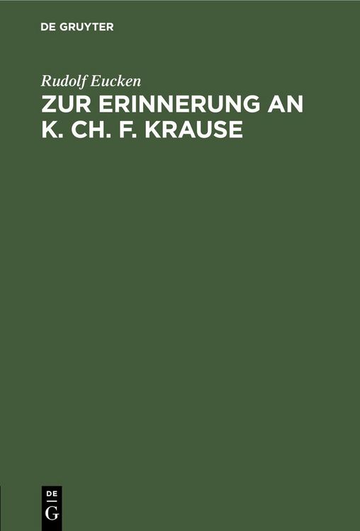 Produktbild: Zur Erinnerung an K. Ch. F. Krause