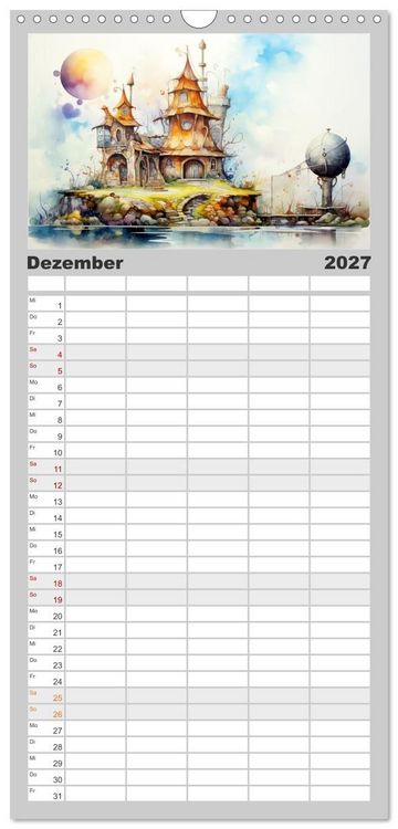 Produktbild: Familienplaner 2027 - Kuriose H&auml;user mit 5 Spalten (Wandkalender, 21 x 45 cm) CALVENDO