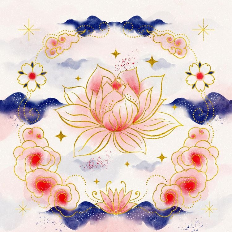 Produktbild: Reiki &ndash; Die Kraft im Hier und Jetzt: 32 Achtsamkeitskarten mit Goldfolie und Goldschnitt, St&uuml;lpdeckelschachtel mit Goldpr&auml;gung und 144-seitiges Buch