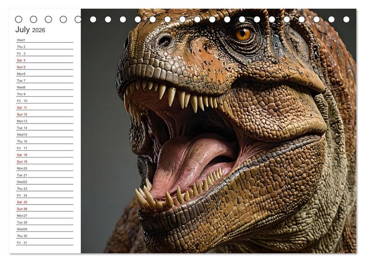 Produktbild: AI Dino Delights Mesmerizing Views of Prehistoric Life (Desk Calendar 2026 DIN A5 landscape), CALVENDO 12 Month DeskCalendar