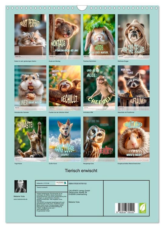 Produktbild: Tierisch erwischt (Wandkalender 2026 DIN A3 hoch), CALVENDO Monatskalender
