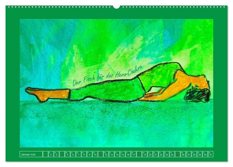 Produktbild: Farbige Yoga Kraftwelt - Yoga Asanas f&uuml;r die Chakren (hochwertiger Premium Wandkalender 2026 DIN A2 quer), Kunstdruck in Hochglanz