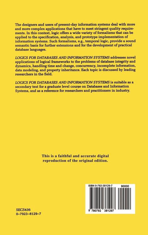 Produktbild: Logics for Databases and Information Systems