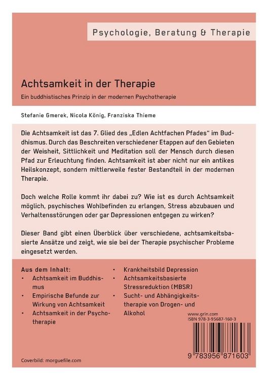 Produktbild: Achtsamkeit in der Therapie. Ein buddhistisches Prinzip in der modernen Psychotherapie