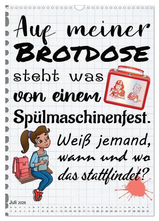 Produktbild: Sch&uuml;ler-Spr&uuml;che (Wandkalender 2026 DIN A3 hoch), CALVENDO Monatskalender