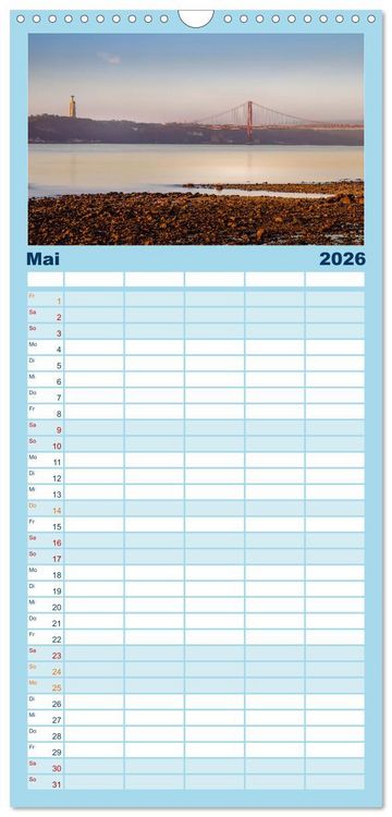 Produktbild: Familienplaner 2026 - Eine Stadt voller Charme - Lissabon mit 5 Spalten (Wandkalender, 21 x 45 cm) CALVENDO