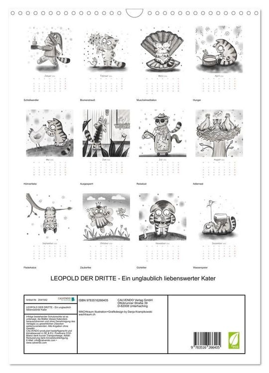 Produktbild: LEOPOLD DER DRITTE - Ein unglaublich liebenswerter Kater (Wandkalender 2026 DIN A3 hoch), CALVENDO Monatskalender