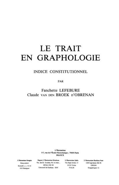 Produktbild: Trait en graphologie le