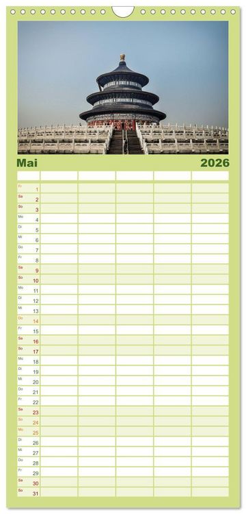Produktbild: Familienplaner 2026 - Peking - Die faszinierende Hauptstadt Chinas. mit 5 Spalten (Wandkalender, 21 x 45 cm) CALVENDO