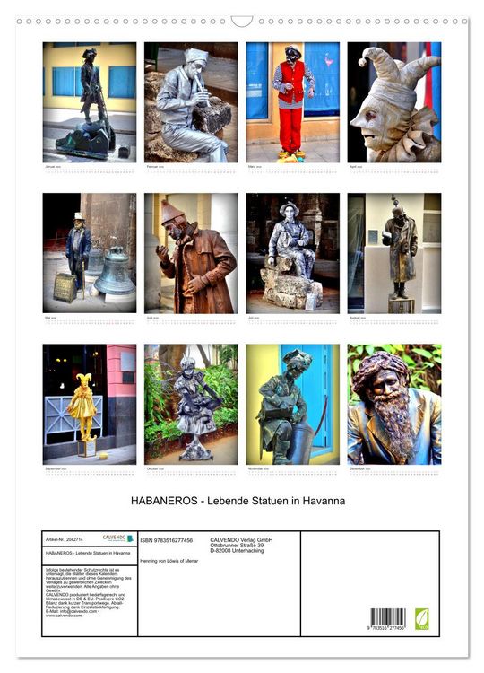 Produktbild: HABANEROS - Lebende Statuen in Havanna (Wandkalender 2026 DIN A2 hoch), CALVENDO Monatskalender
