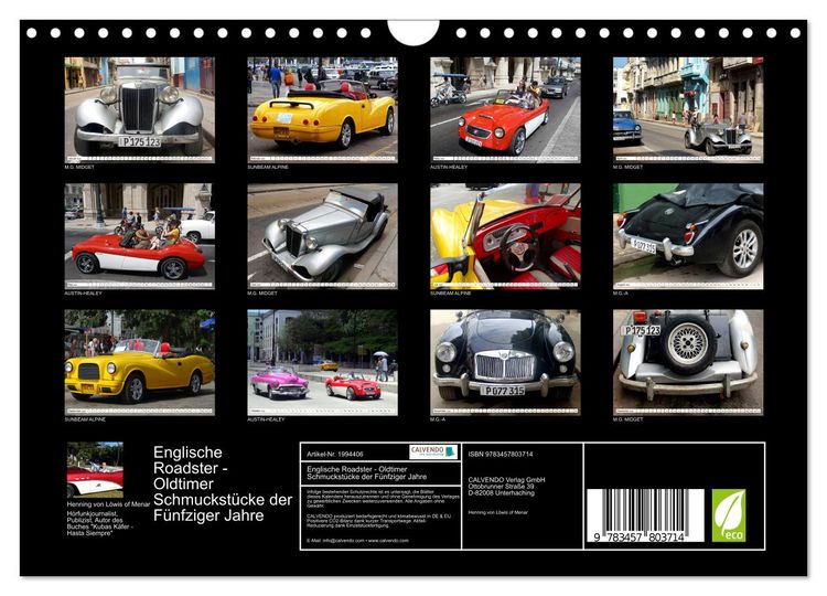 Produktbild: Englische Roadster - Oldtimer Schmuckst&uuml;cke der F&uuml;nfziger Jahre (Wandkalender 2026 DIN A4 quer), CALVENDO Monatskalender