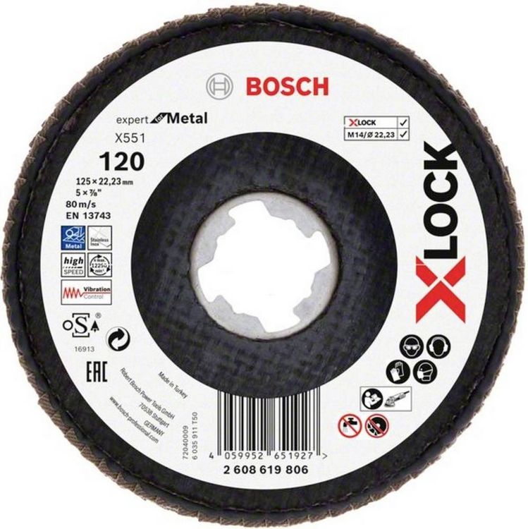 Produktbild: Bosch Accessories 2608619806 X551 F&auml;cherschleifscheibe Durchmesser 125 mm Bohrungs-&Oslash; 22.23 mm K&ouml;rnung (num) 120 1 St.