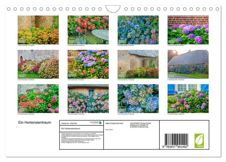 Produktbild: Ein Hortensientraum (Wandkalender 2026 DIN A4 quer), CALVENDO Monatskalender