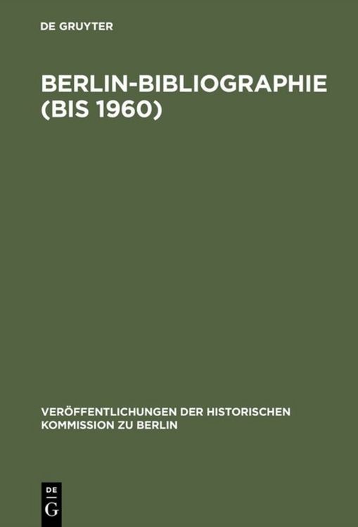 Produktbild: Berlin-Bibliographie (bis 1960)