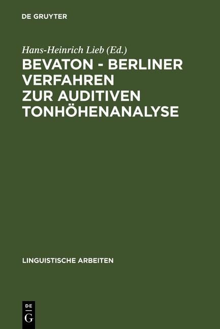 Produktbild: BEVATON - Berliner Verfahren zur auditiven Tonh&ouml;henanalyse