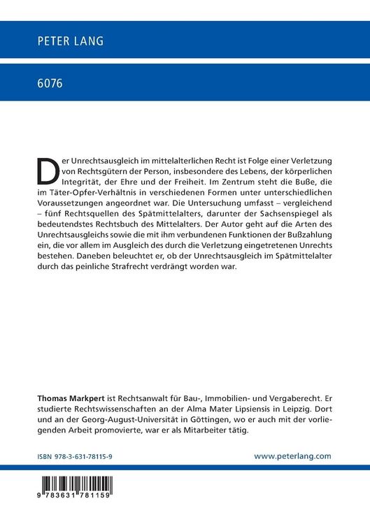 Produktbild: Der Unrechtsausgleich in Geld bei Verletzungen der Person