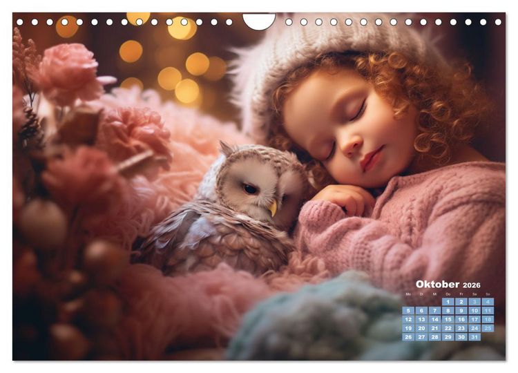Produktbild: Kleine Schlummerparade: Babys und ihre kuscheligen Tierfreunde (Wandkalender 2026 DIN A4 quer), CALVENDO Monatskalender