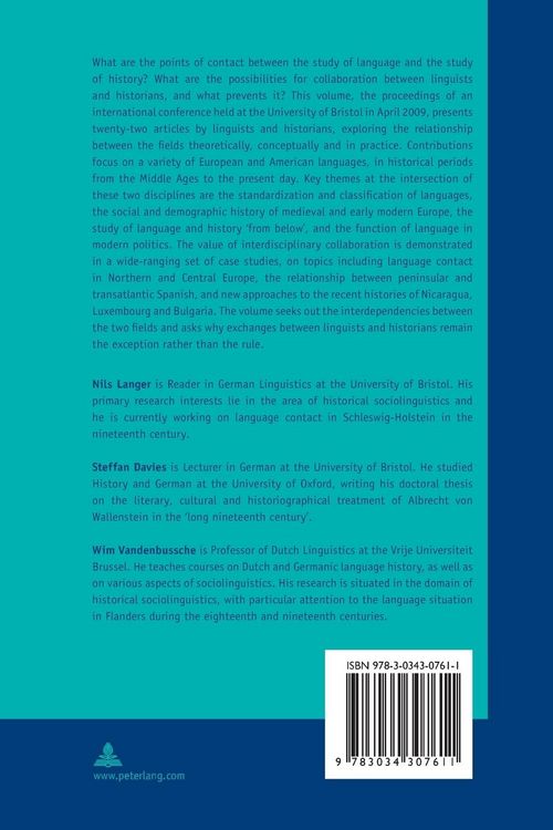 Produktbild: Language and History, Linguistics and Historiography