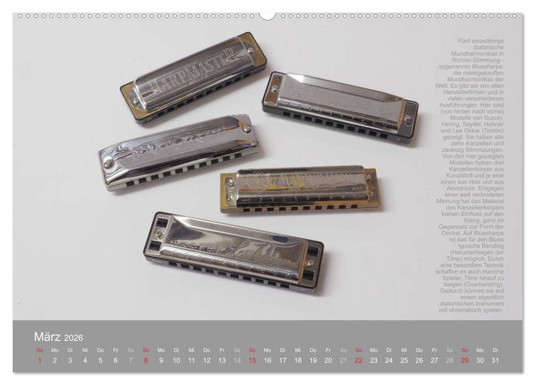 Produktbild: Mundharmonikas im Blickpunkt (Wandkalender 2026 DIN A2 quer), CALVENDO Monatskalender