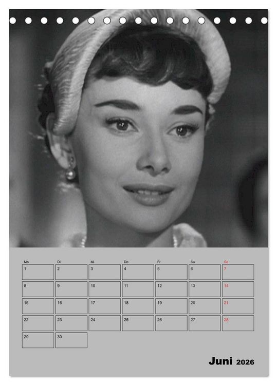 Produktbild: Hollywood-Diva. Audrey Hepburn (Tischkalender 2026 DIN A5 hoch), CALVENDO Monatskalender