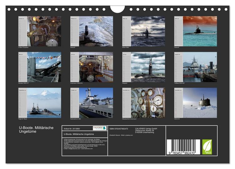Produktbild: U-Boote. Milit&auml;rische Unget&uuml;me (Wandkalender 2026 DIN A4 quer), CALVENDO Monatskalender
